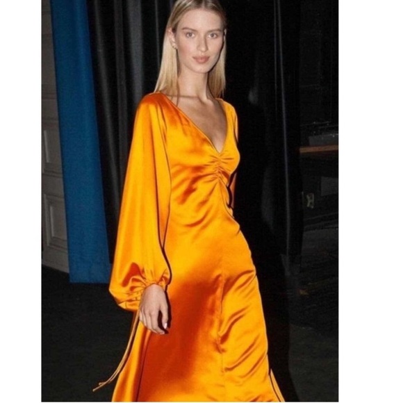 Staud BNWT Sofia Dress Rust Orange - Picture 2 of 7